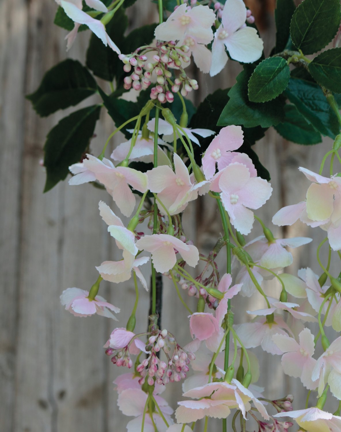 Hydrangea faux flower hanger, 119 cm, light pink