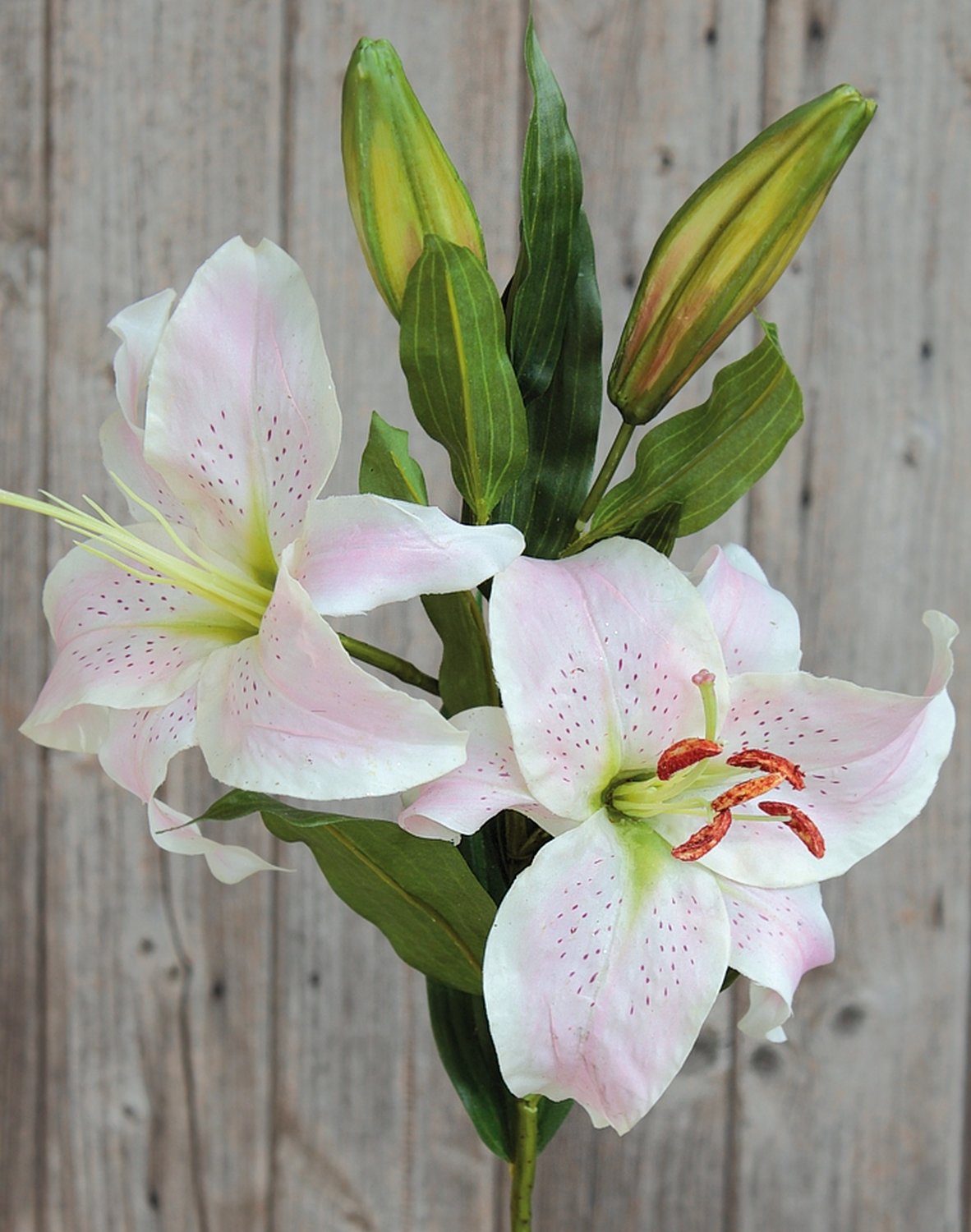 Artificial stargazer lily, 2-fold, 95 cm, real touch, light pink