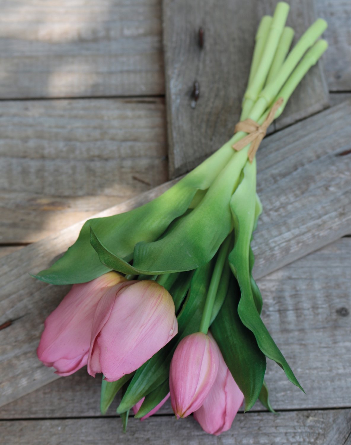 Artificial tulip bouquet, 5-fold, 28 cm, light violet