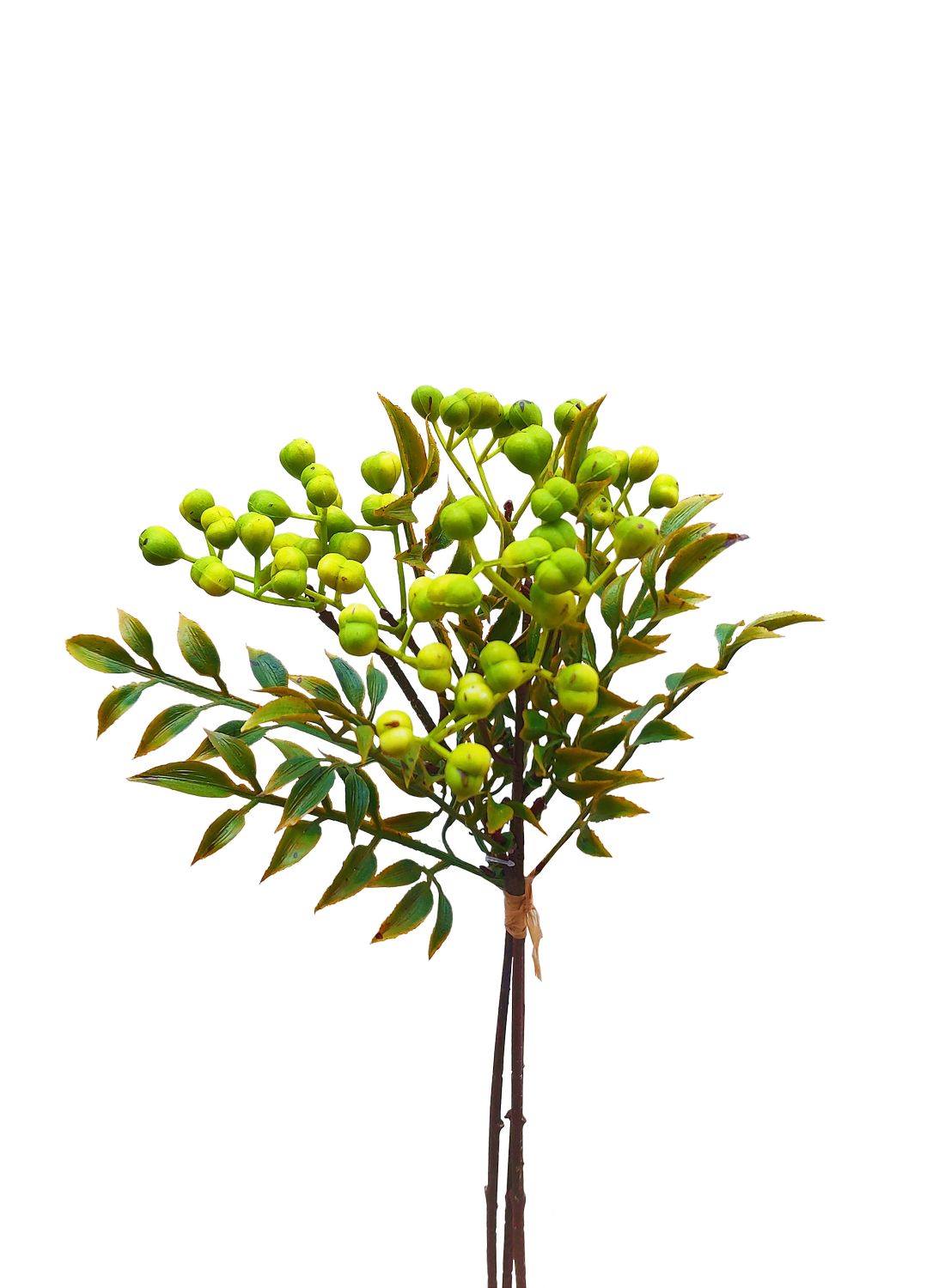 Artificial berries in bunch, 30 cm, green