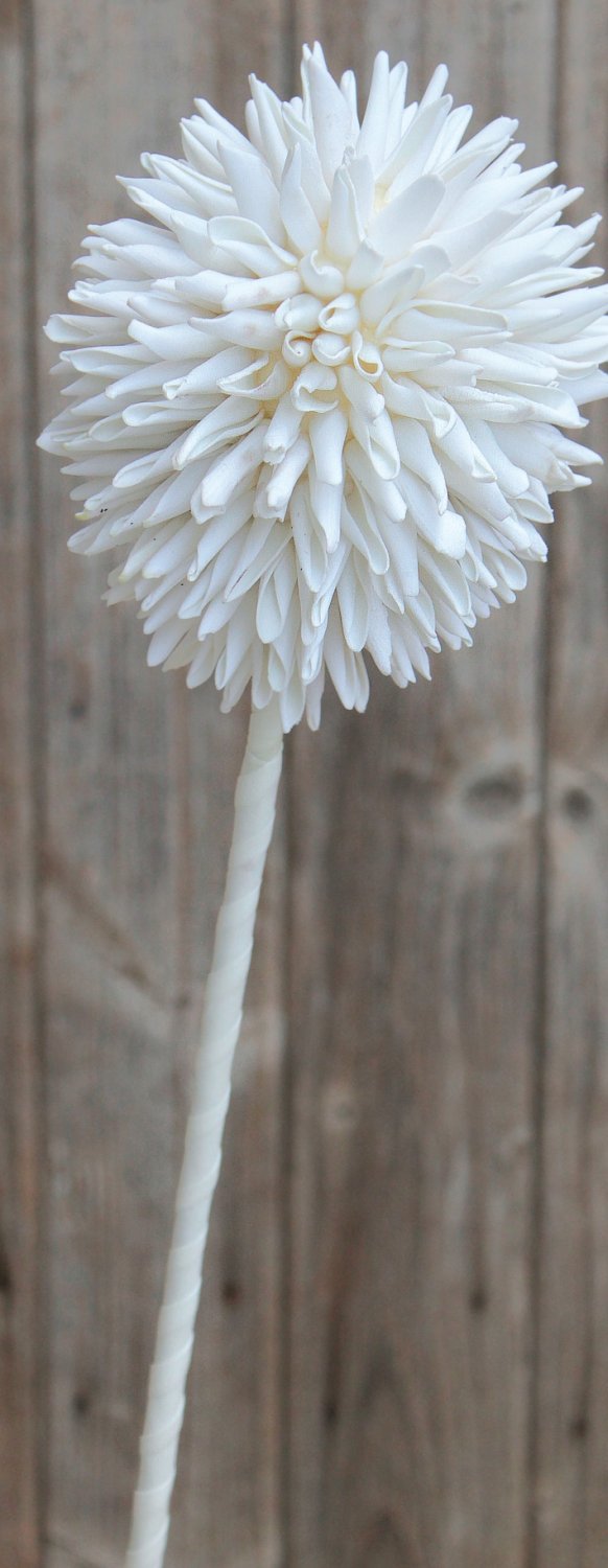 Artificial soft flower 'allium', 80 cm, pure white