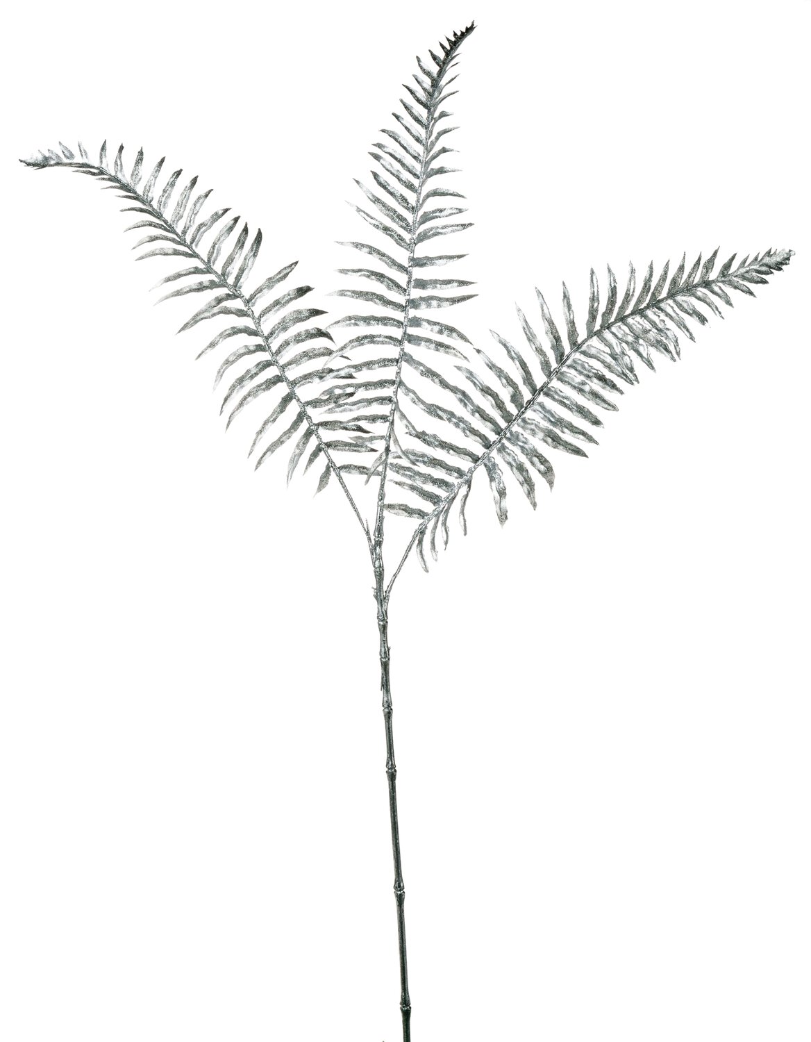 Faux fern branch, 68 cm, silver