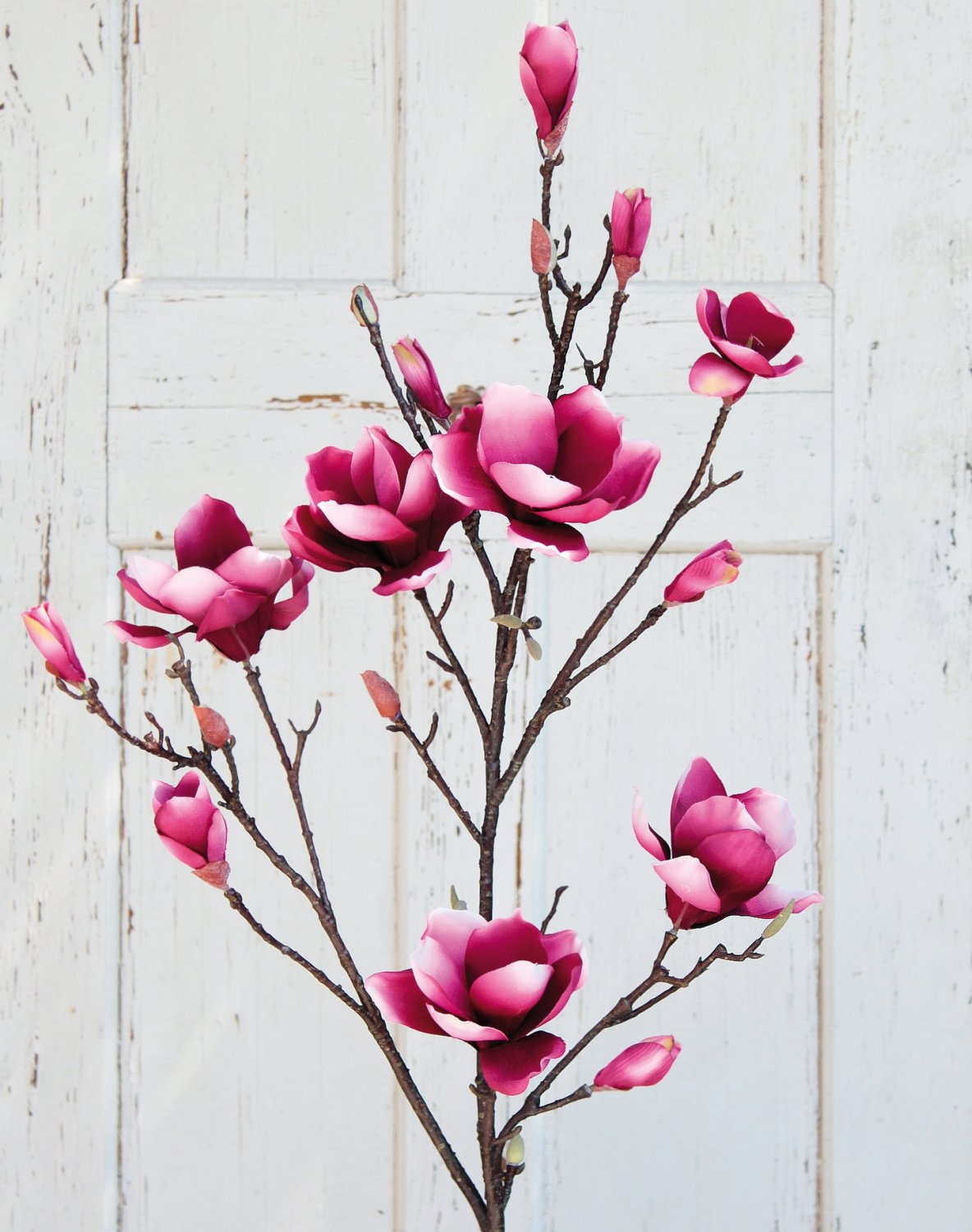 Artificial magnolia blossom branch, 129 cm, trendy purple