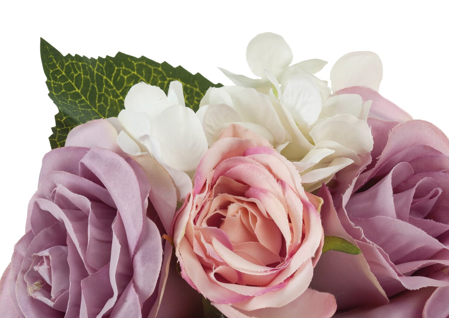 Künstlicher Strauß aus Rosen und Hortensien, 9 Stück, 25 cm, rosa-violett
