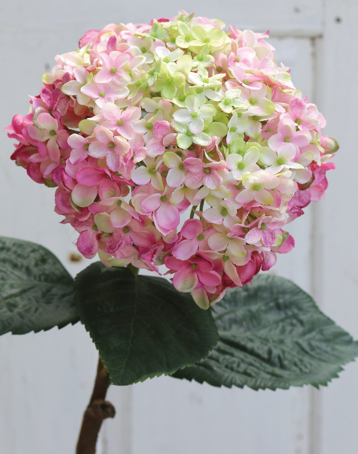 Faux hydrangea, 60 cm, pink-green