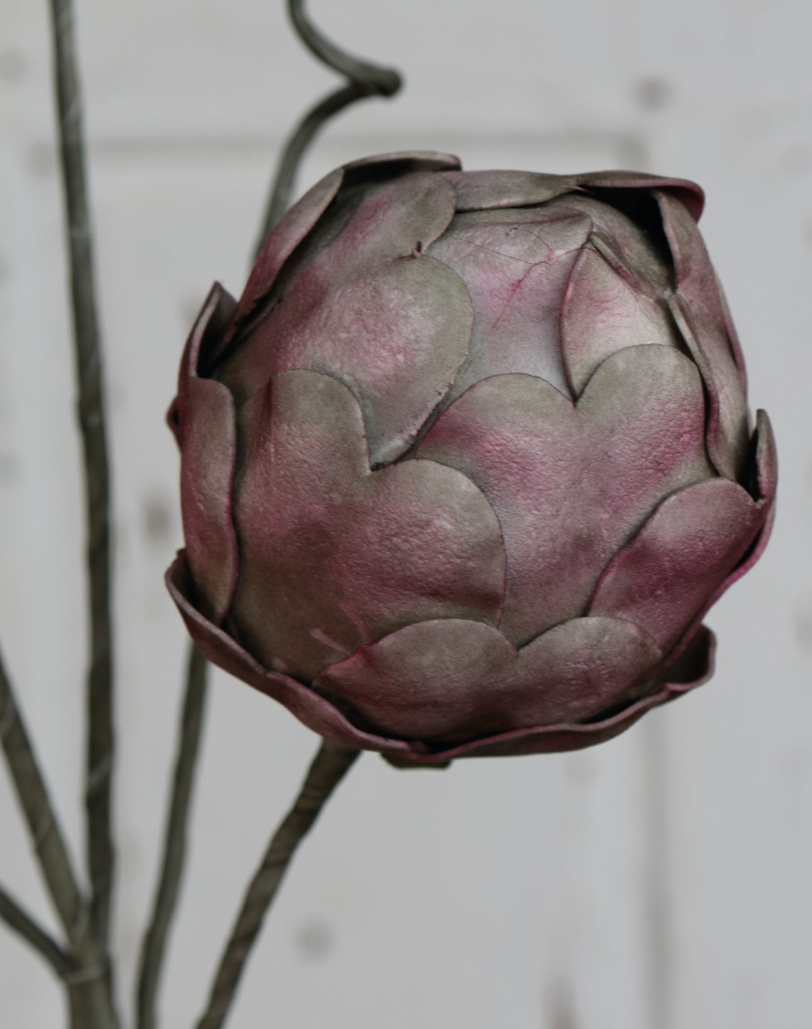 Künstliche Soft flower 'Artischocke', 60 cm, burgunder-grün