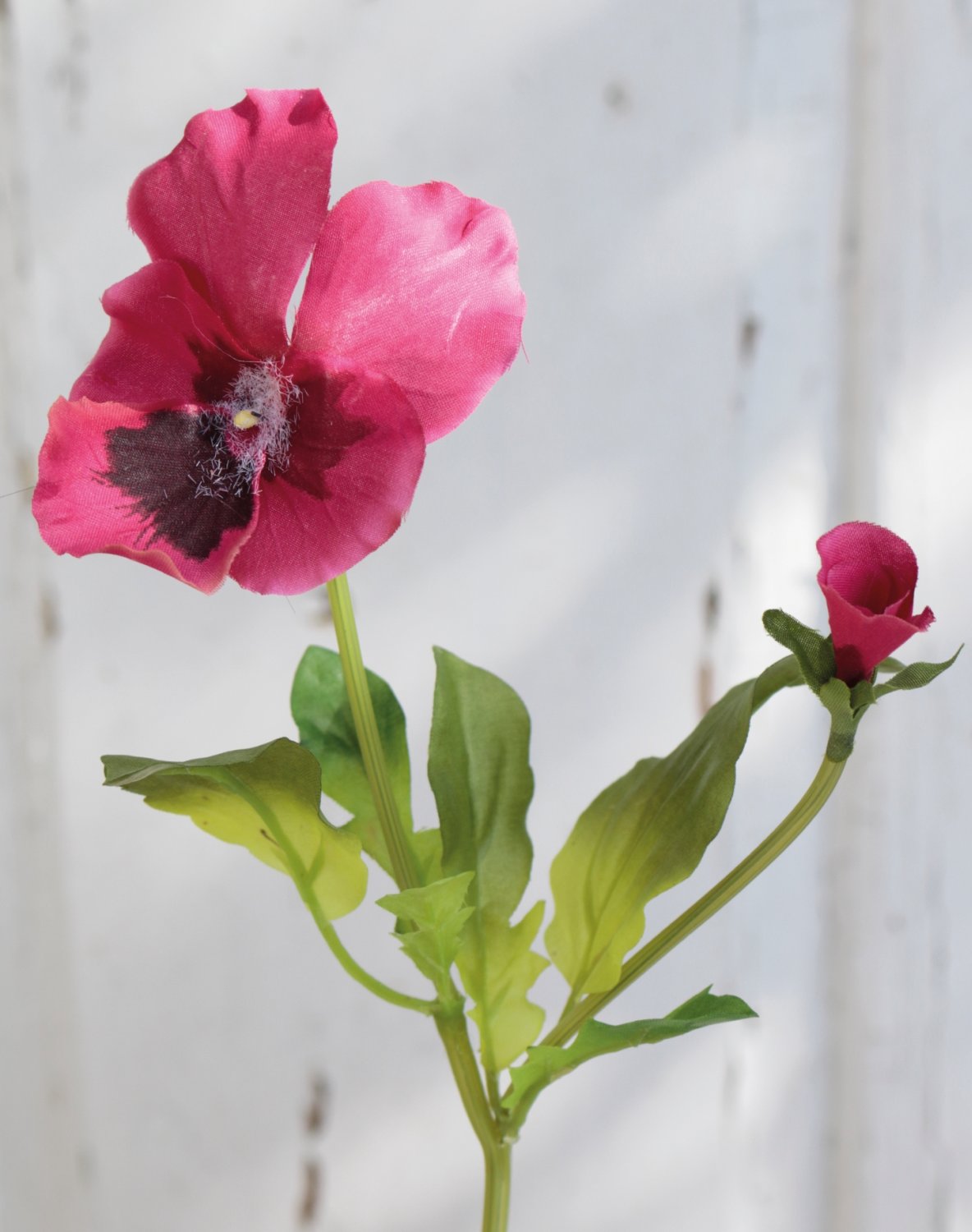 Artificial pansy, 1 flower, 1 bud, 18 cm, pink