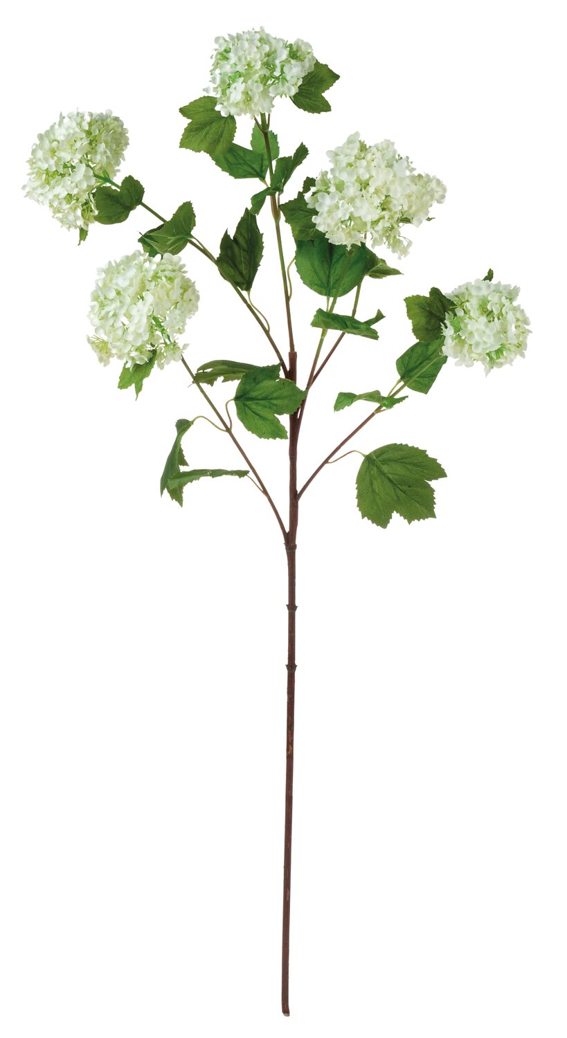 Artificial snowball branch, 84 cm, cream-white