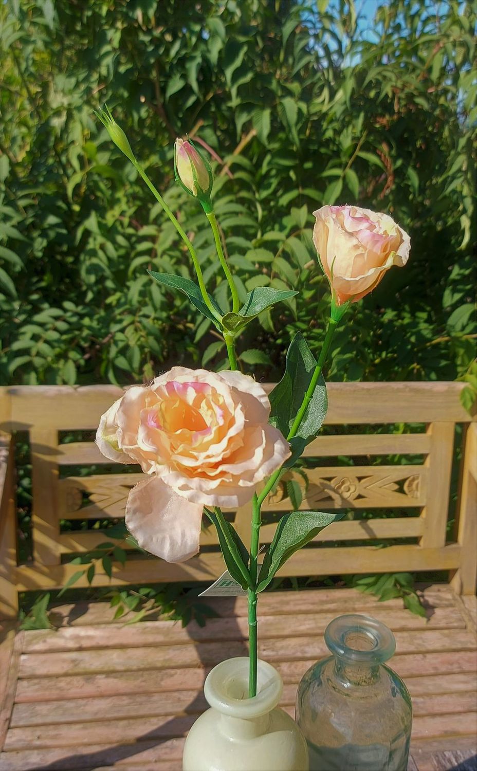 Künstliche Lisianthus Blume, 67 cm, aprikose