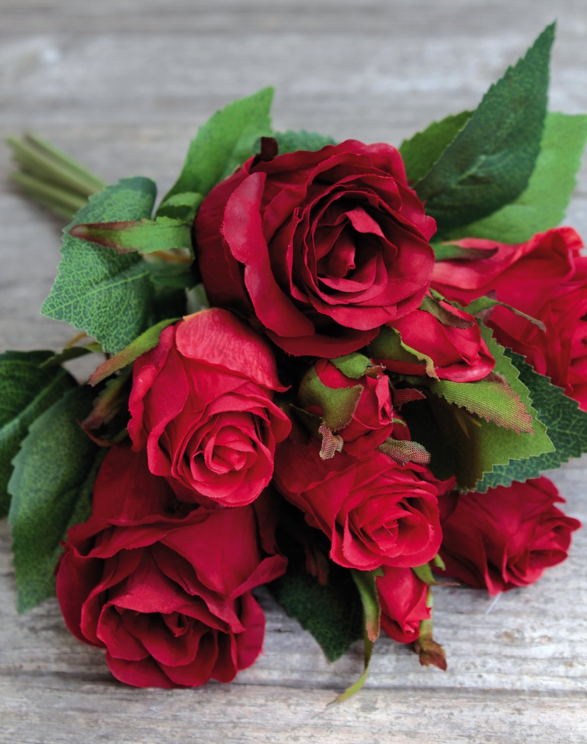 Mazzo di rose artificiali, 7 fiori, 28 cm, rosso