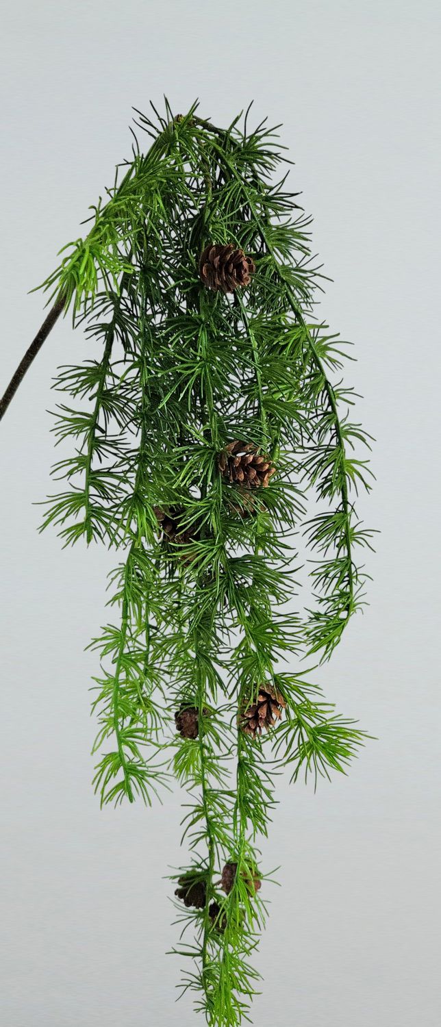 Fake Hänge-Zedernzweig mit Zapfen, 100 cm, grün