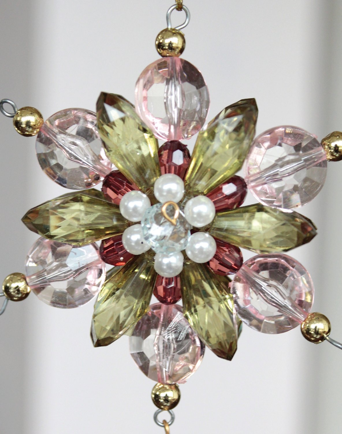 Decorative ornament, acrylic, 16 cm, pink-green
