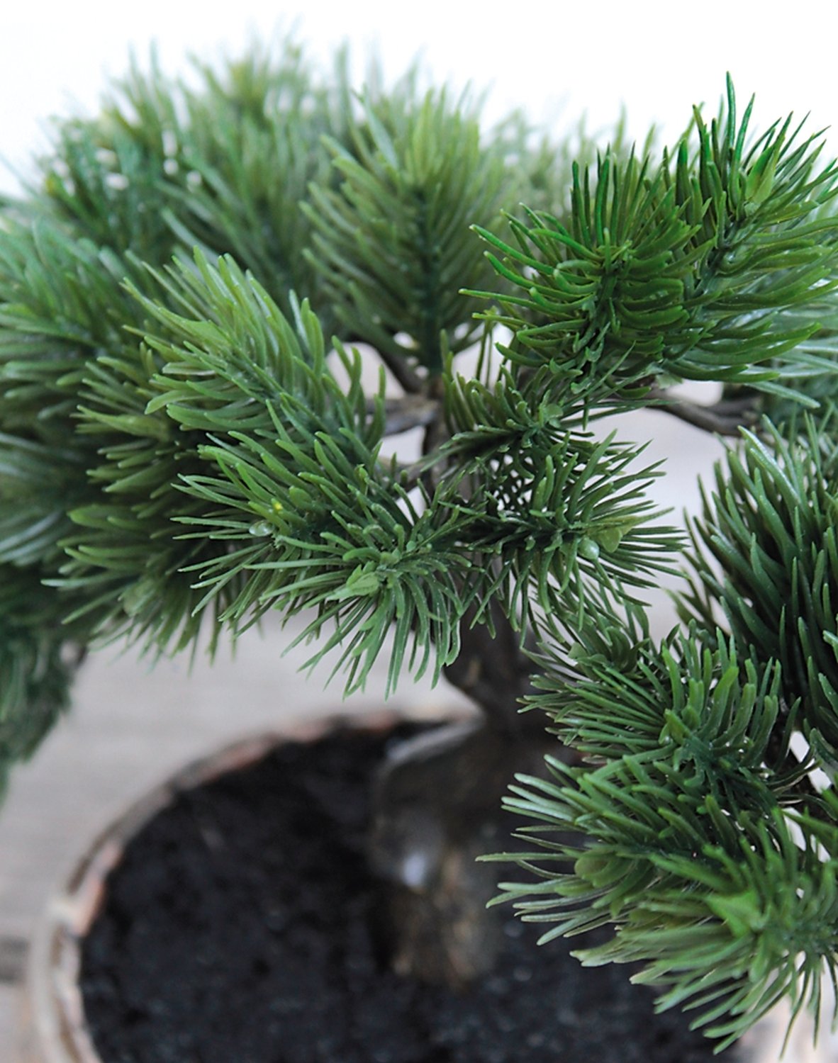 Künstliche Bonsai-Konifere in Keramiktopf, 23 cm, grün