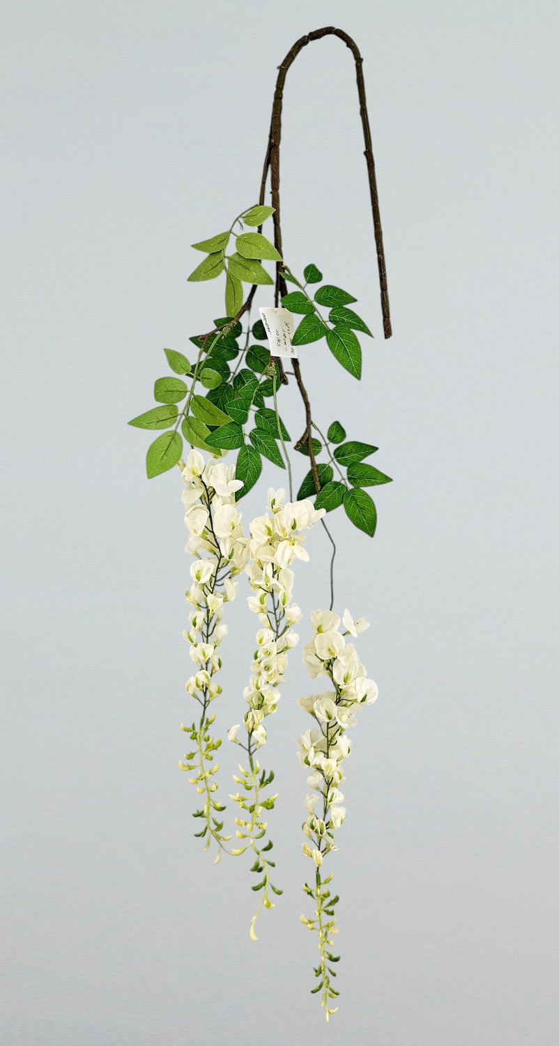 Unechter Wisteriazweig, (Blütenrispe 80 cm), 170 cm, weiß