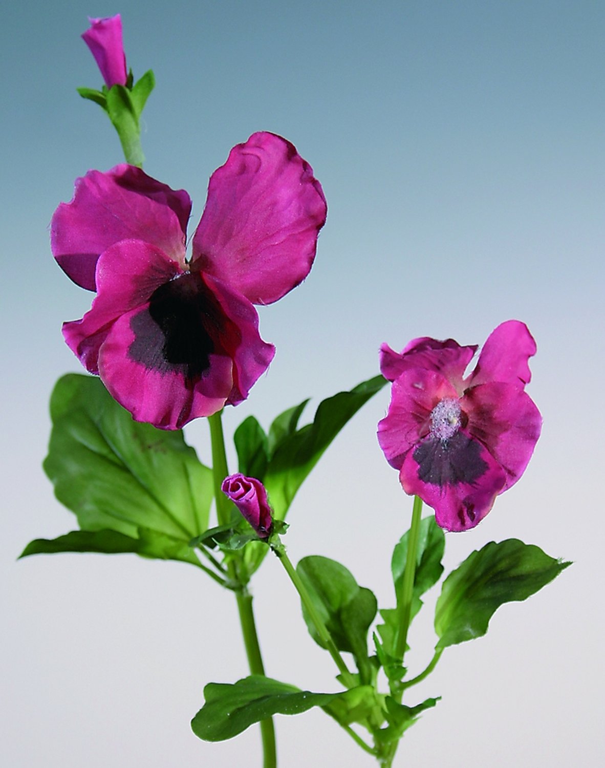 Artificial pansy, 1 flower, 1 bud, 18 cm, pink