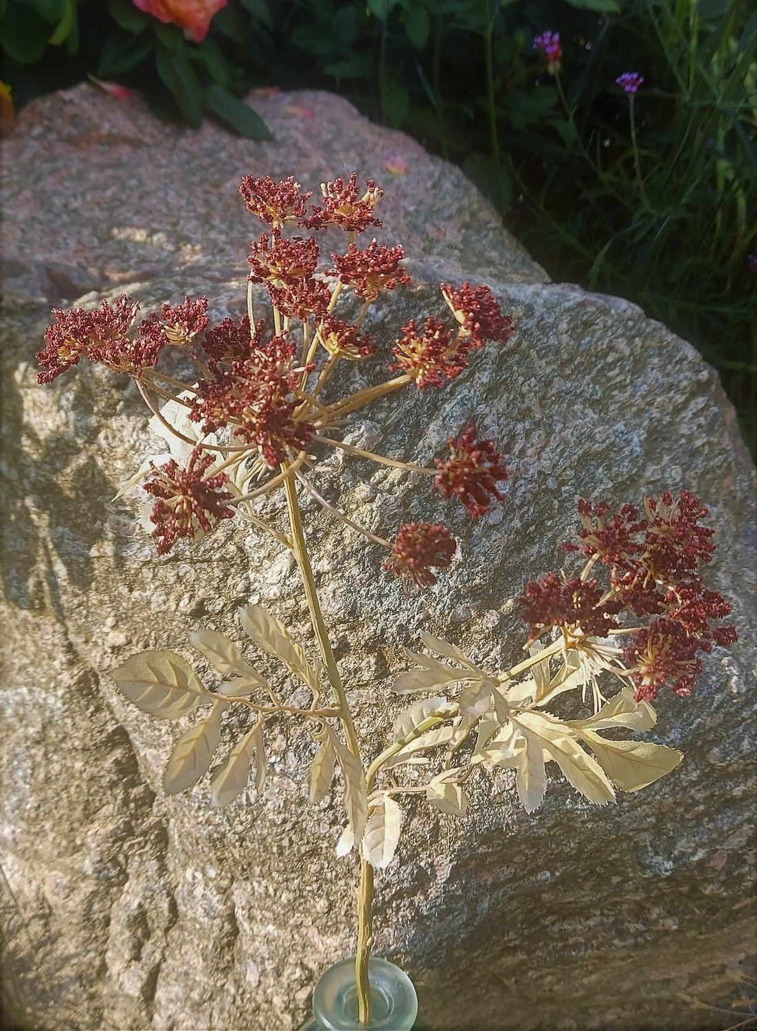 Künstliche Wilde Möhre Pflanze, 2-fach, 73 cm, burgunder-weiß