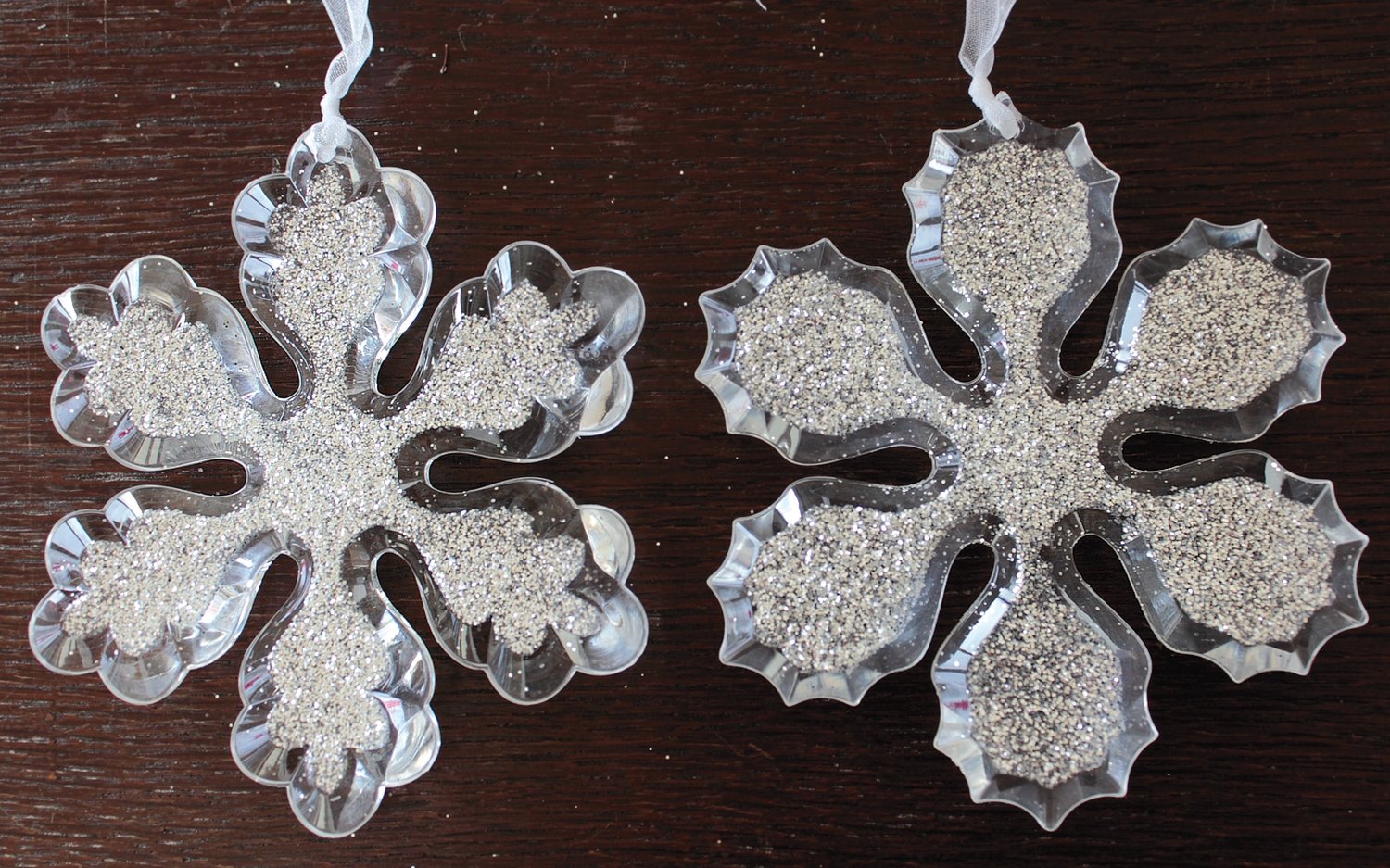 Ornamental snowflake, acrylic, Ø 10 cm, 2 pieces, transparent