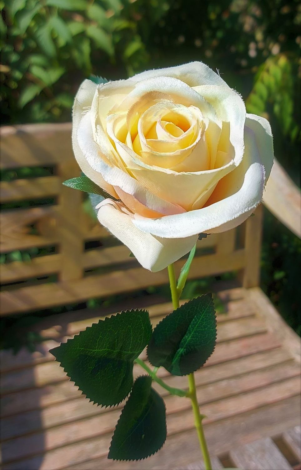 Fake rose, 55 cm, Ø 7 cm, cream-apricot