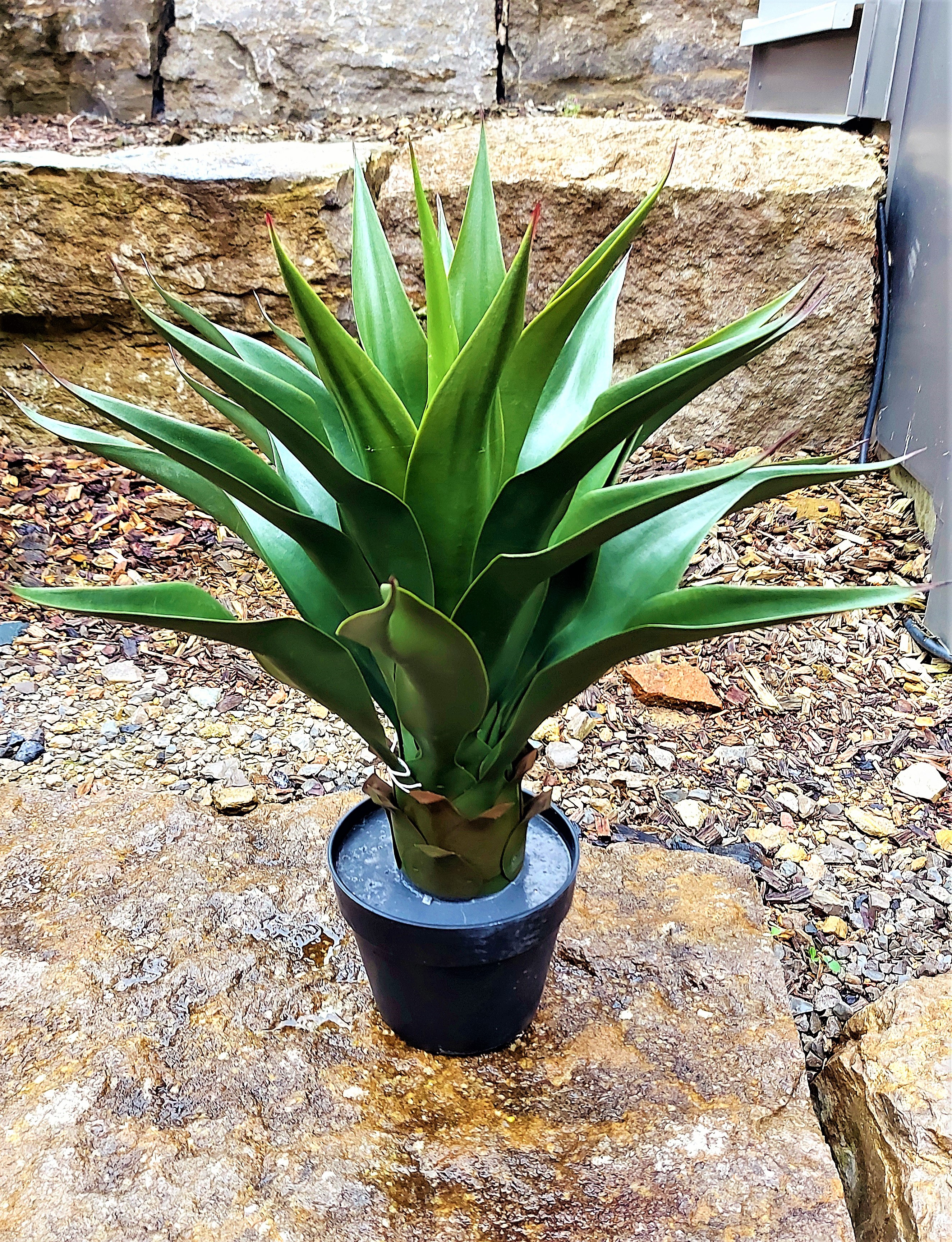 Agave artificiale, 60cm, in vaso, 25 foglie, verde