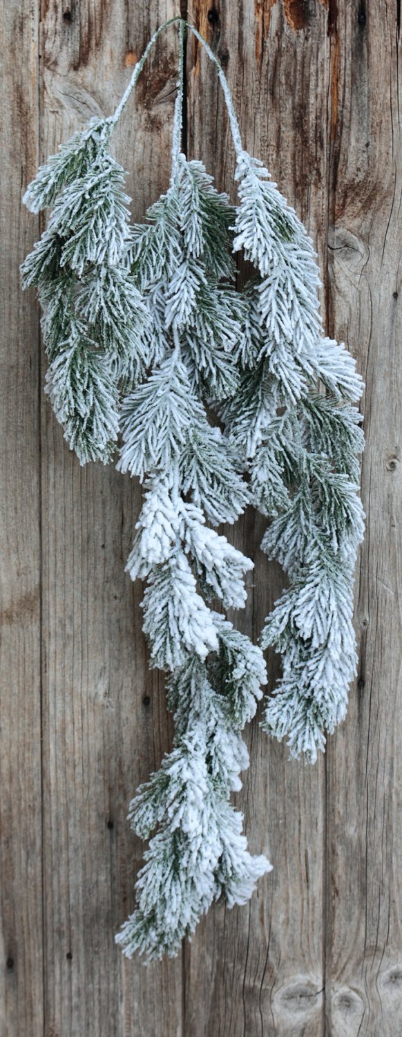 Künstlicher Tannenzweig mit Schnee, 88 cm, grün-weiß
