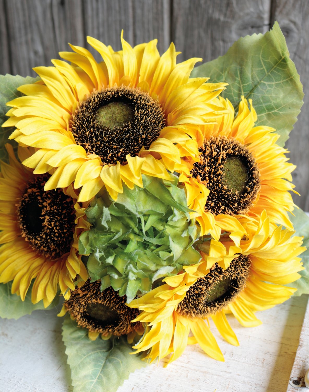 Künstlicher Sonnenblumenbund, 6-fach, 35 cm, gelb