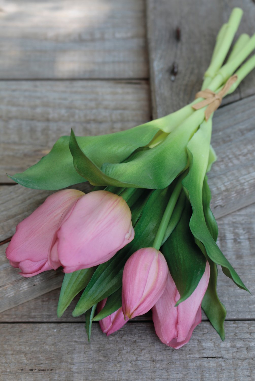 Artificial tulip bouquet, 5-fold, 28 cm, light violet