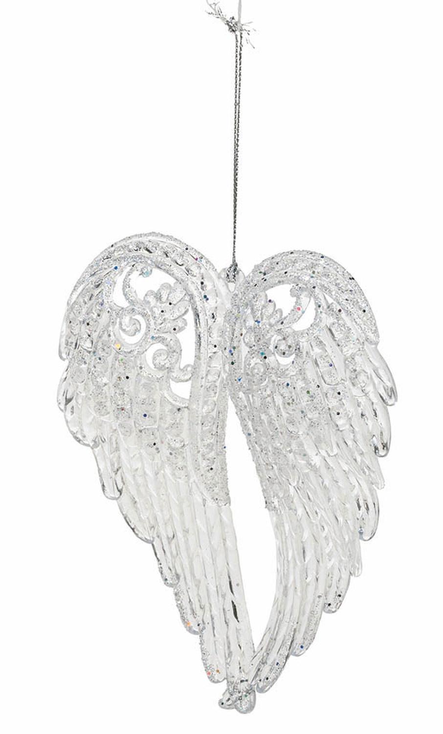 Deco angel wings made of acrylic, 15 cm, white-gold