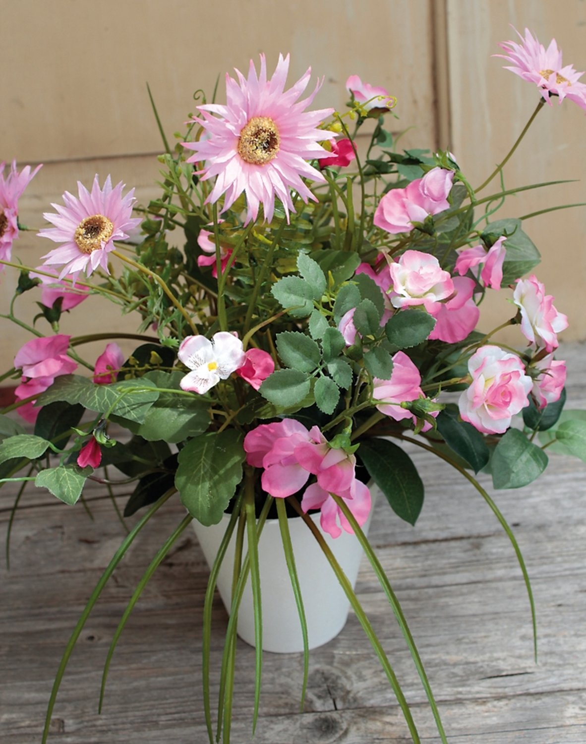 Künstliches Blumenbouquet, getopft, 38 cm, rosa