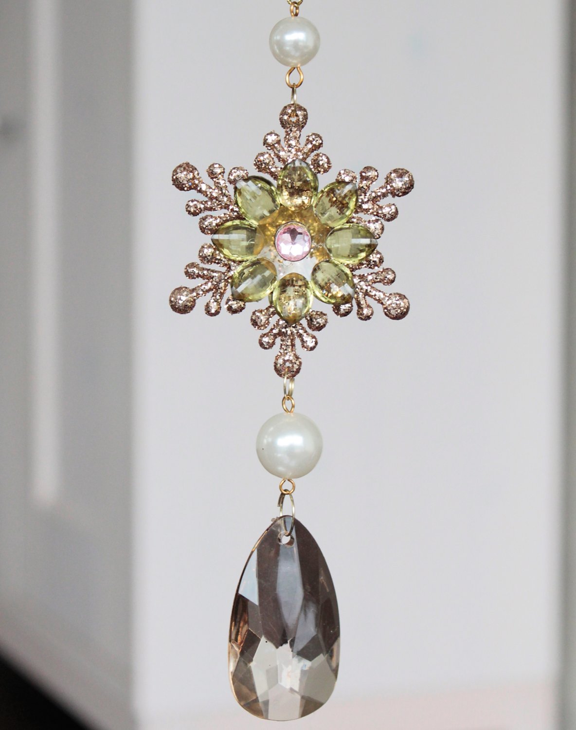 Deko Ornament, Acryl, 16 cm, grün-gold