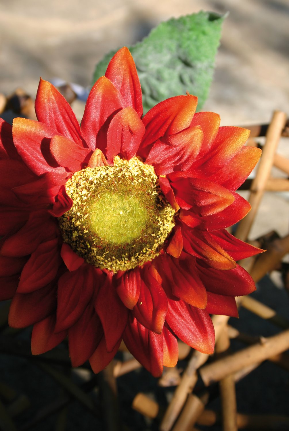 Silk sunflower, 58 cm, red