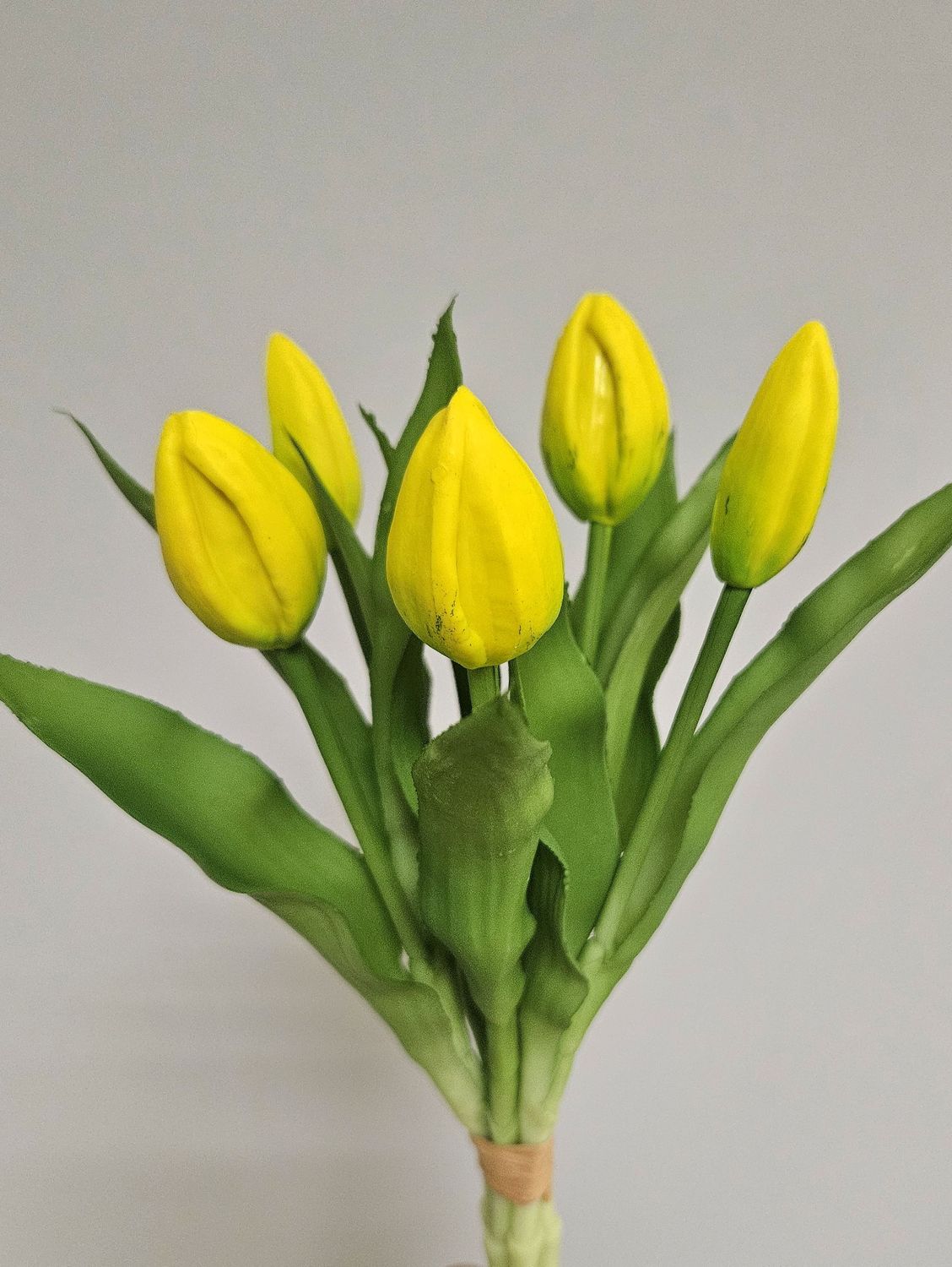 Kunst Tulpenbund, 5 Knospen, 32 cm, gelb-grün