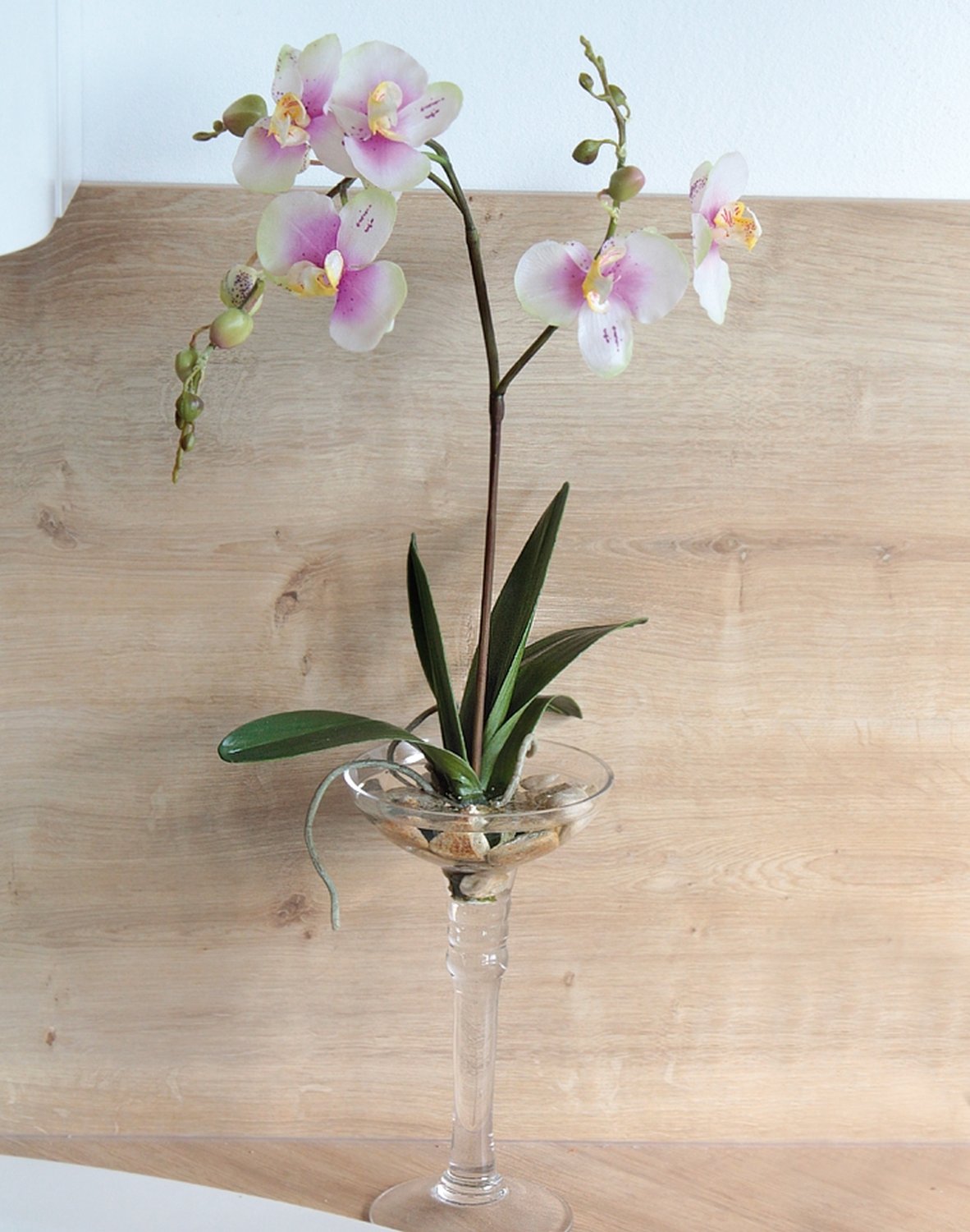 Künstliche Orchidee Phalaenopsis, Vase mit 'Wasser', 75 cm, Real Touch