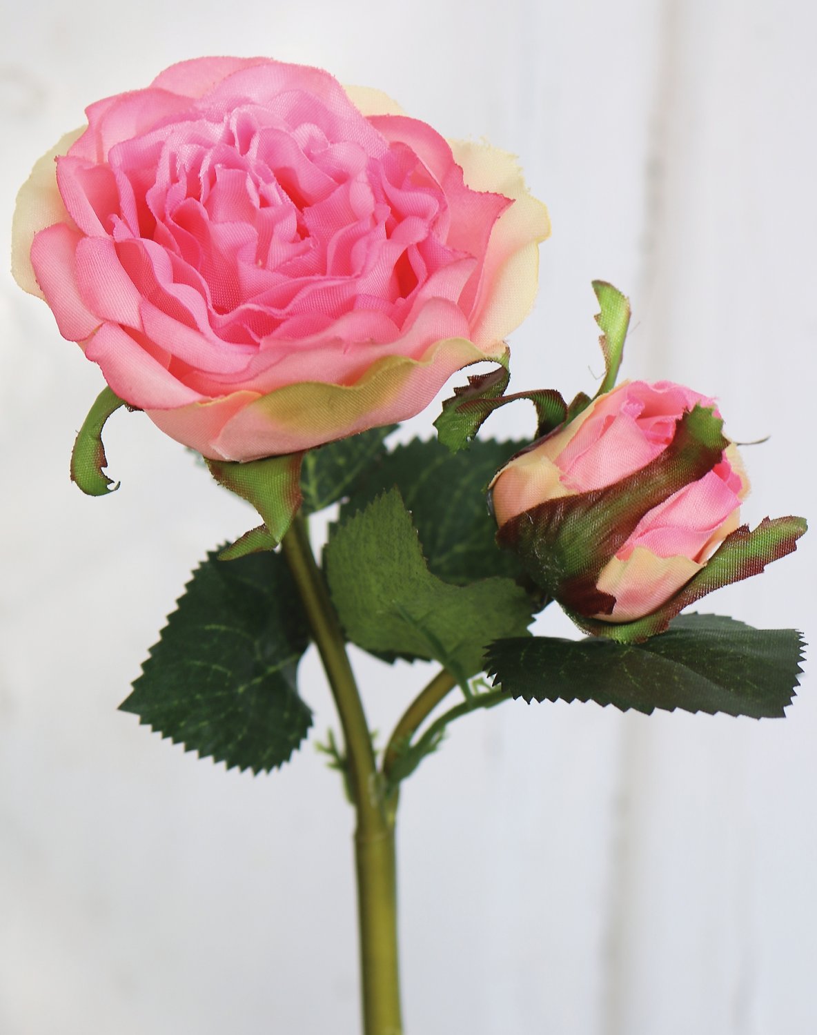 Artificial rose, 1 flower, 1 bud, 30 cm, pink