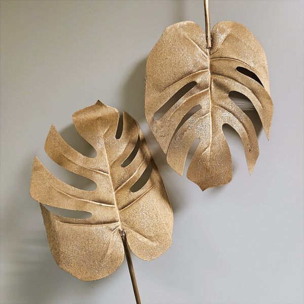 Planta artificial de monstera, 72 cm (hoja 20 cm), dorada Planta artificial de monstera, 72 cm (hoja 20 cm), dorada