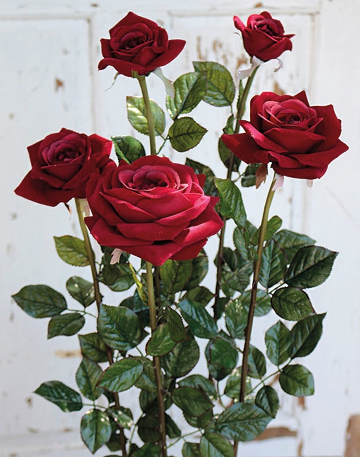 Künstliche Rosenset, 5 Stück, 68 cm, rot