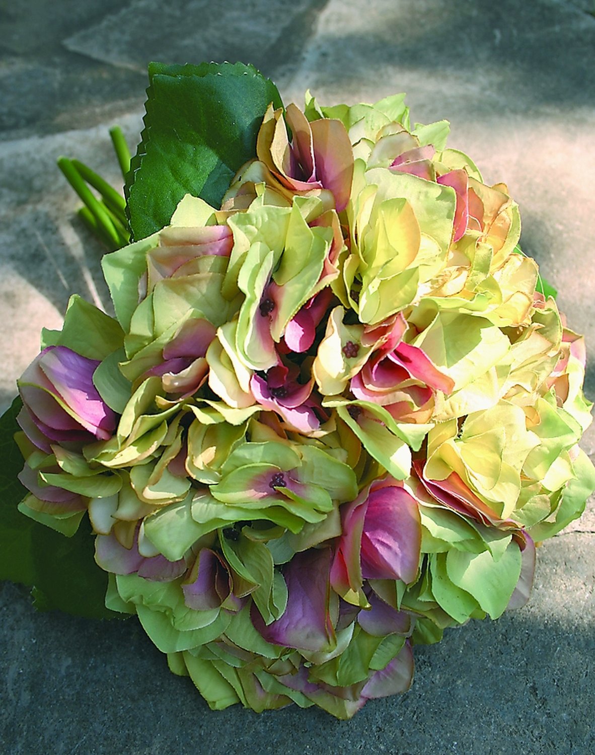 Künstliches Hortensien Bouquet, 29 cm, rosa-grün