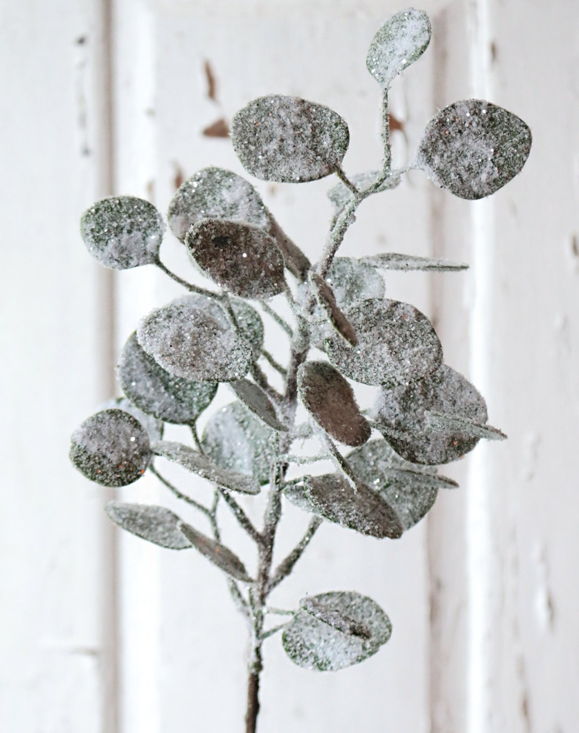 Rama falsa de eucalyptus con nieve, 45 cm, verde escarcha Rama falsa de eucalyptus con nieve, 45 cm, verde escarcha