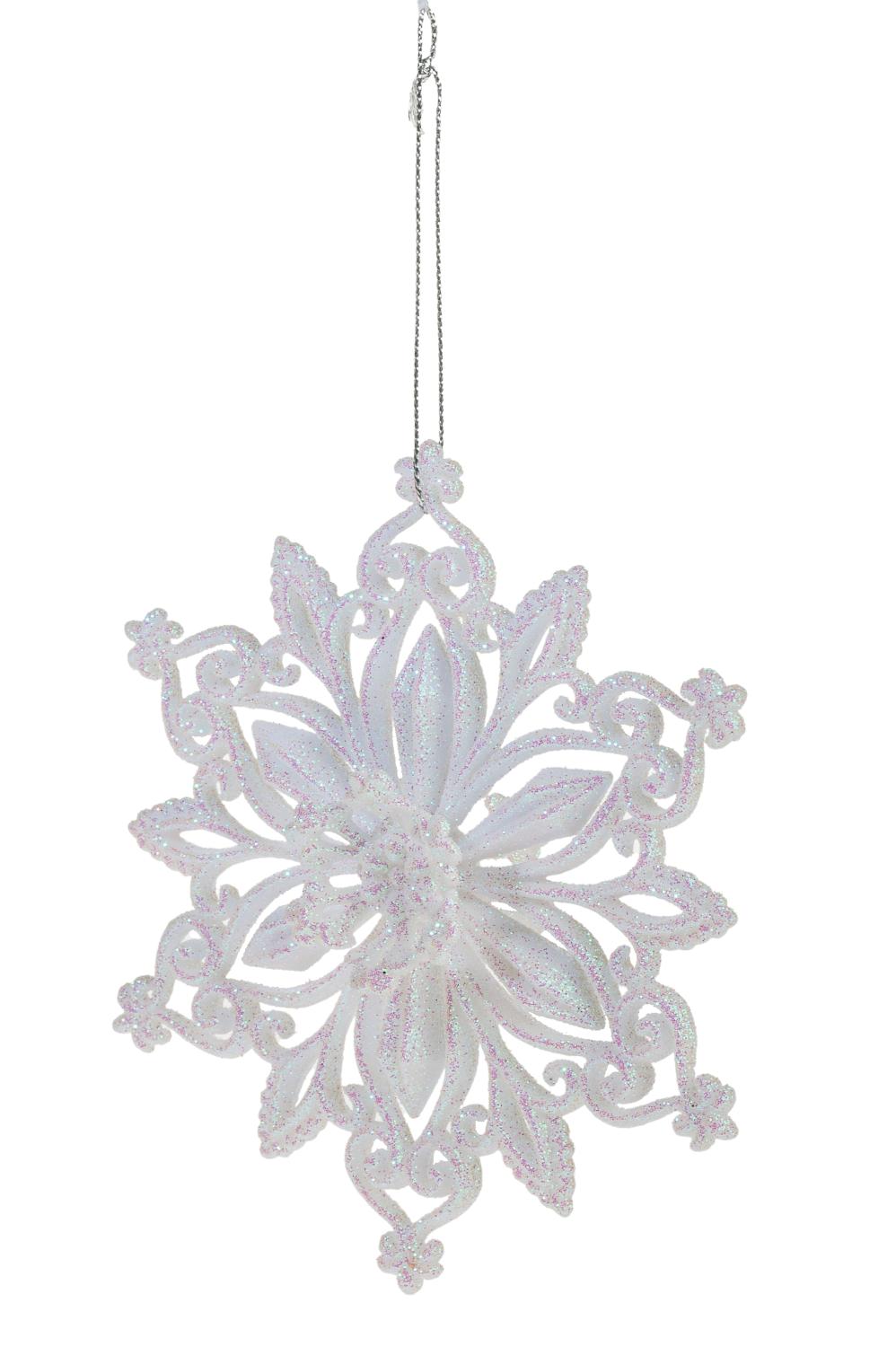 Cristallo di ghiaccio decorativo in acrilico, 2 pezzi, Ø 13 cm, bianco-argento