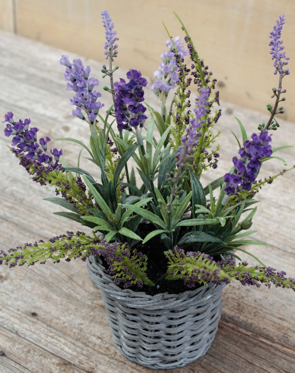 Lavanda artificiale in cesto, 30 cm, viola scuro