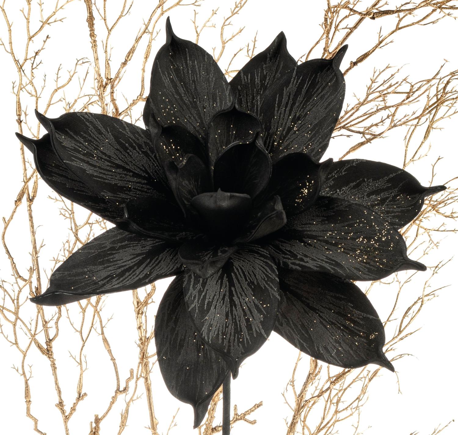 Deco soft flower 'magnolia blossom', 28 cm, black