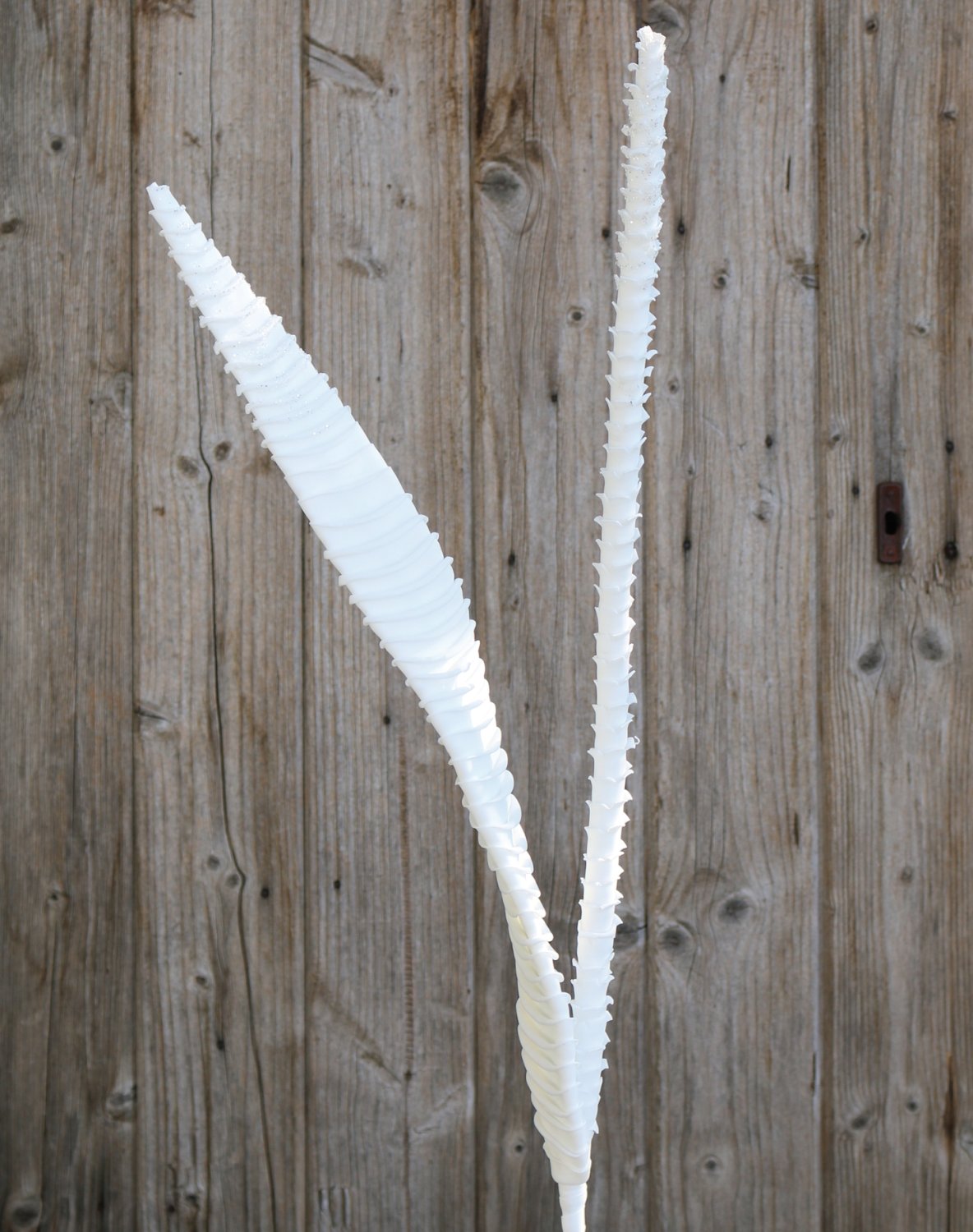 Artificial soft flower ' branch with leaf', with glitter, 94 cm, frosted white