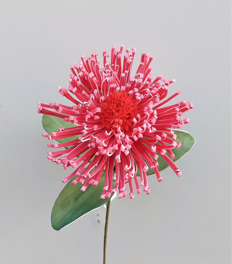 Deko Soft flower 'Nadelkissenprotea', 73 cm, purpurrot