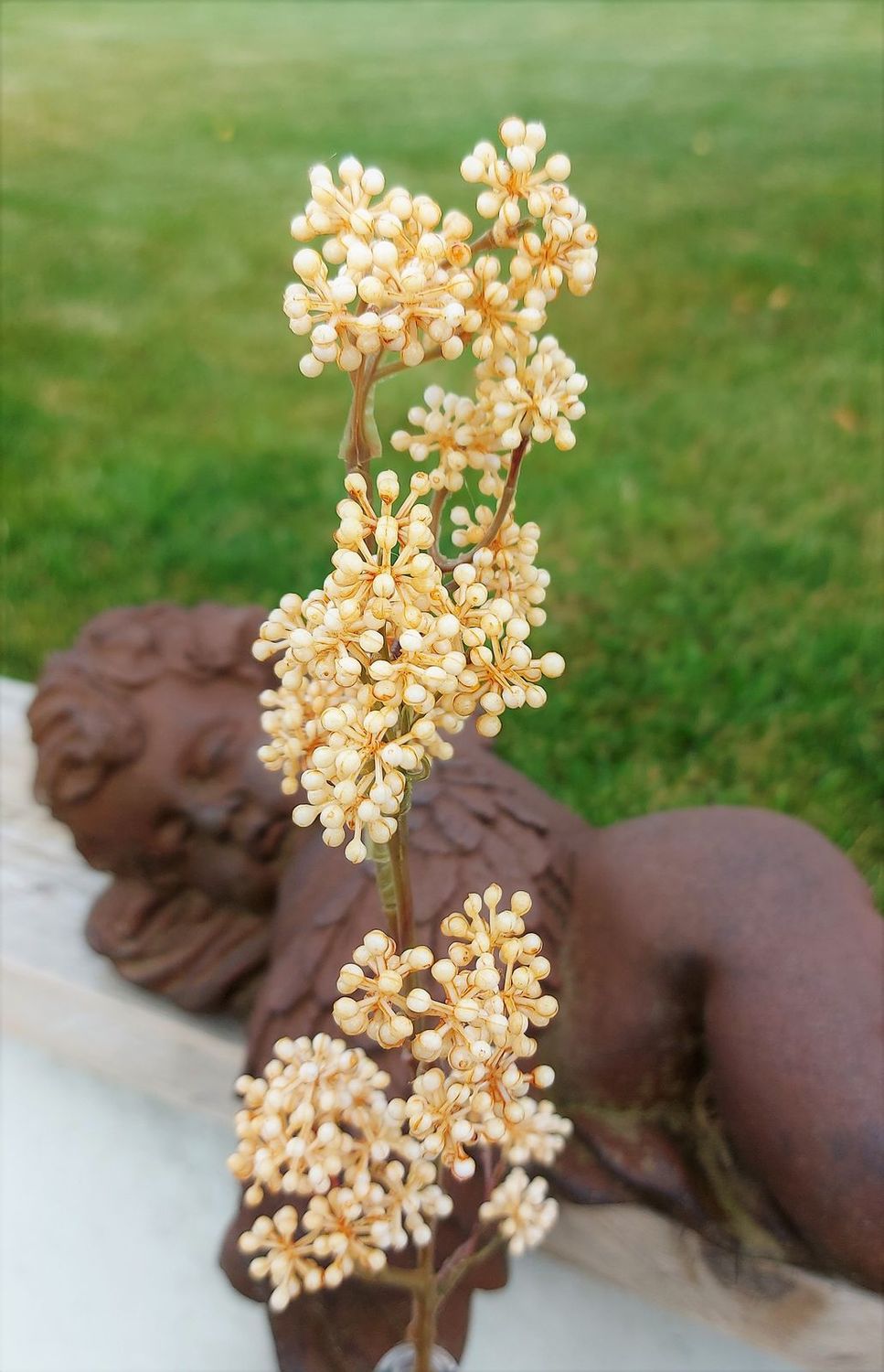 Fake Callicarpa branch, 43 cm, cream-yellow