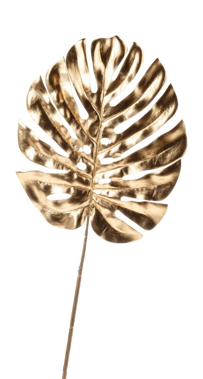 Artificial swiss cheese plant leaf, 69 cm (leaf 29 cm), gold