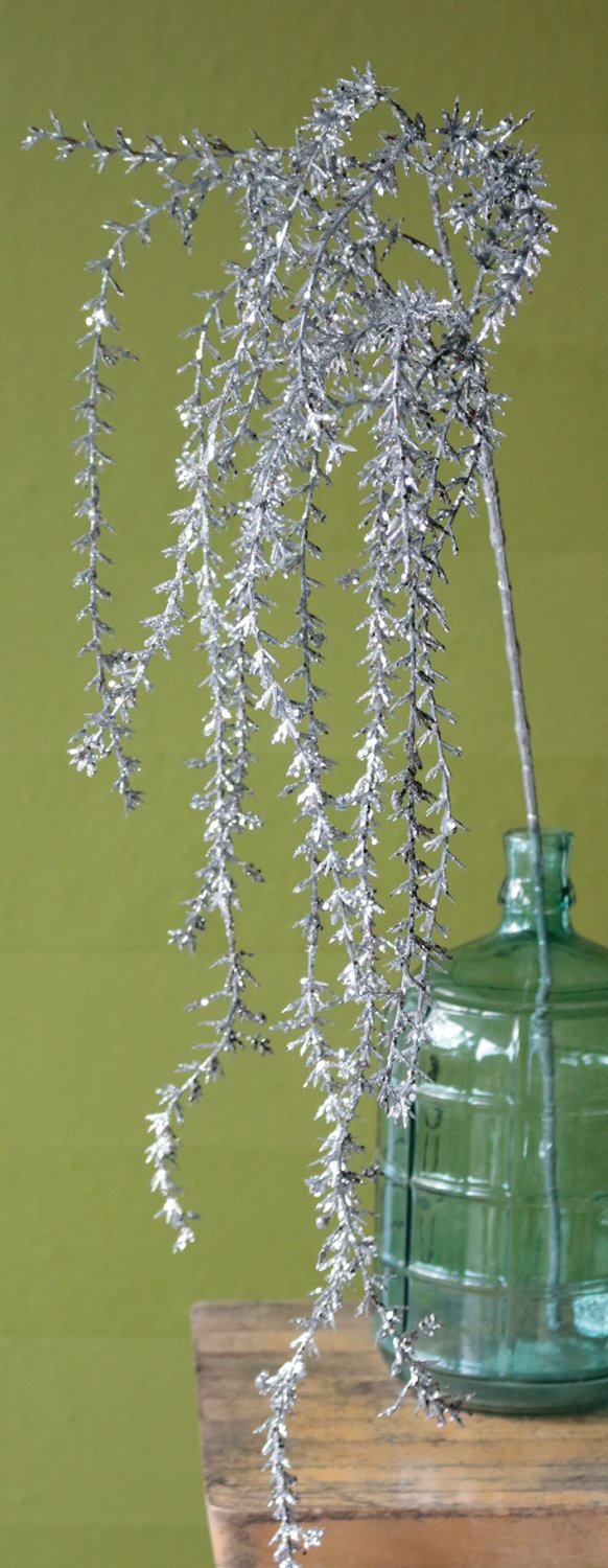 Appendino decorativo artificiale con glitter, 120 cm, argento