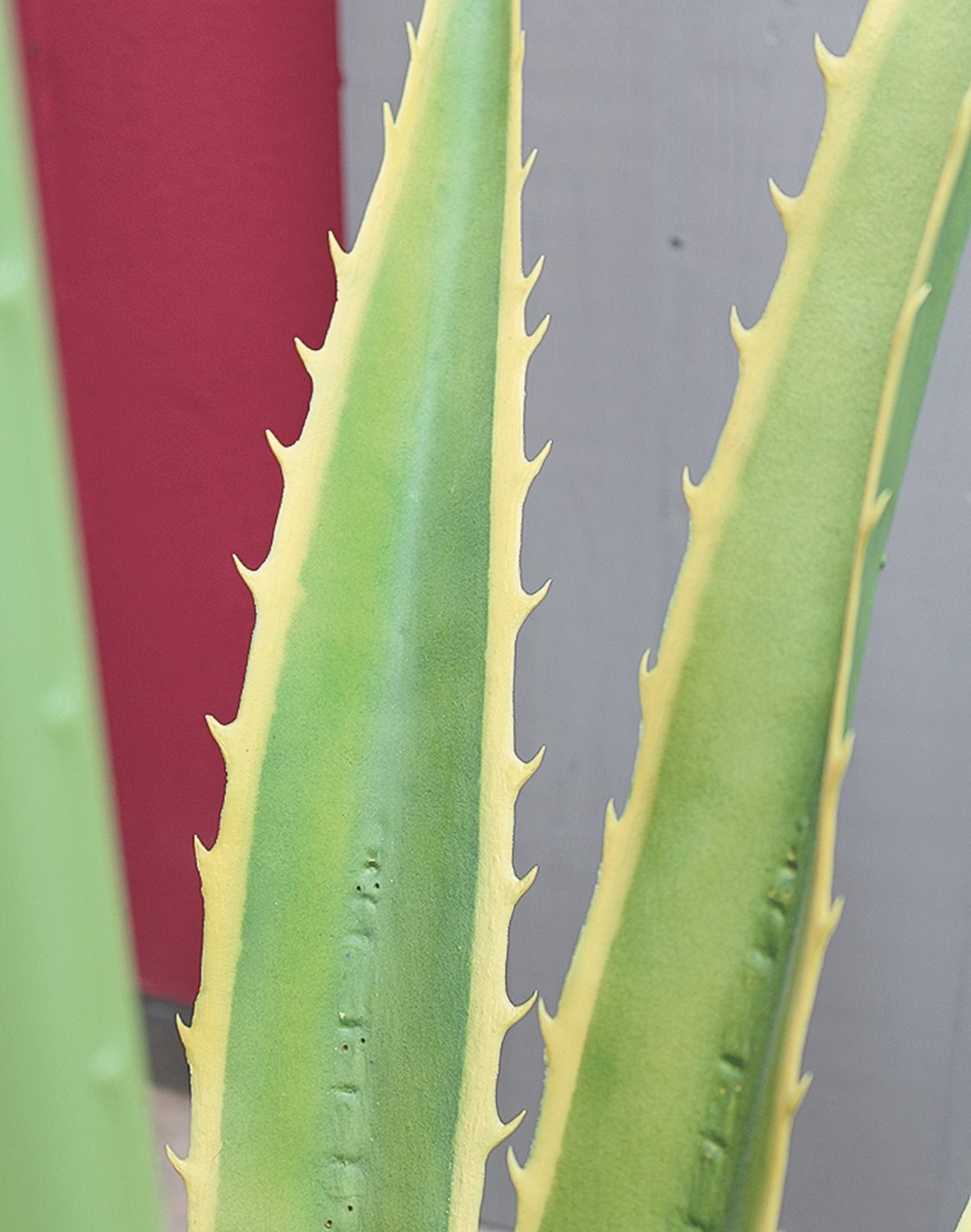 Agave artificiale, in vaso, 14 foglie, 110 cm, verde-giallo