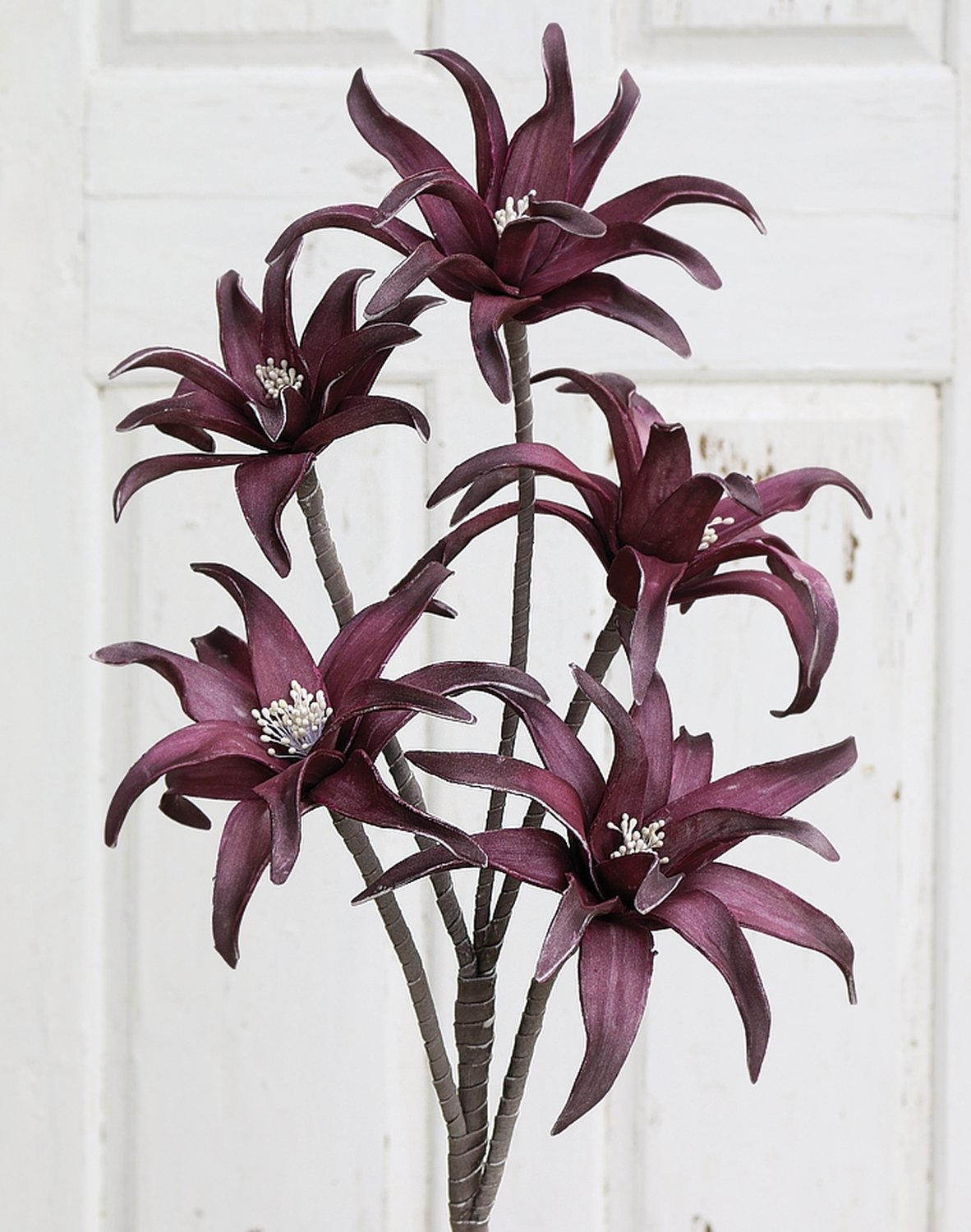 Artificial soft flower 'exotic', 5 flowers, 115 cm, dark violet