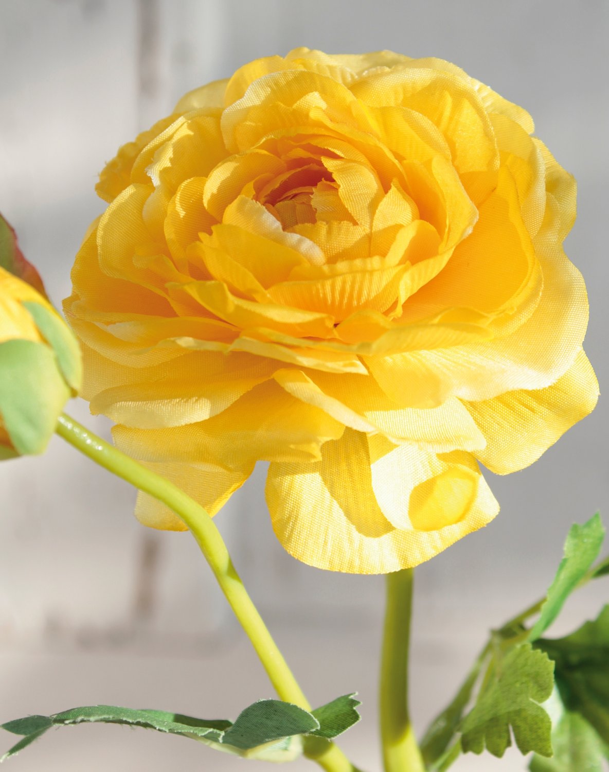 Künstliche Ranunkel, 1 Blüten, 1 Knospen, 32 cm, gelb