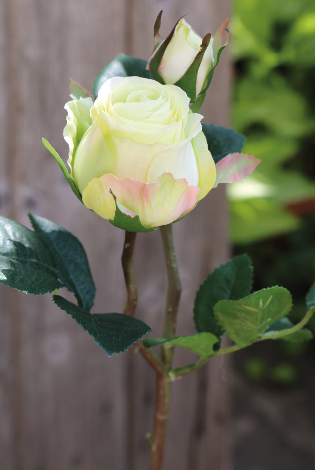 Künstliche Rose SIMONY In Creme – Kunstblume Mit Grünen Blättern, 45 Cm Lang, 8 Cm Blütendurchmesser, Textil