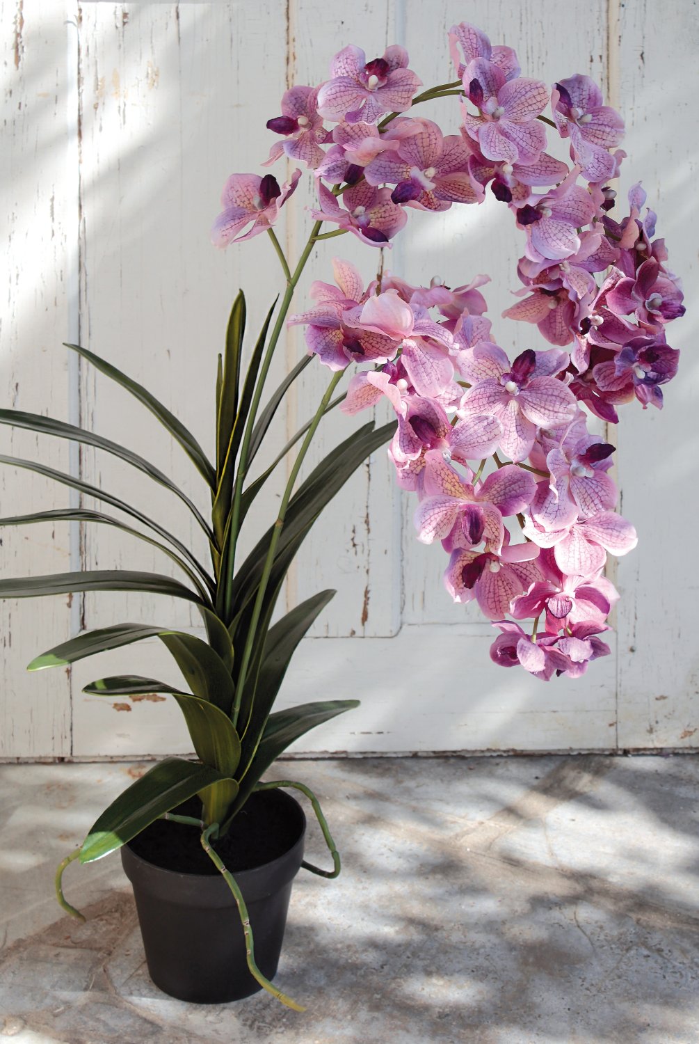 Orchid silk flower, with pot, 130 cm, lilac